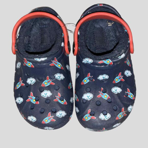 8 Toddler Spaceship Lined Crocs - Picture 1 of 5